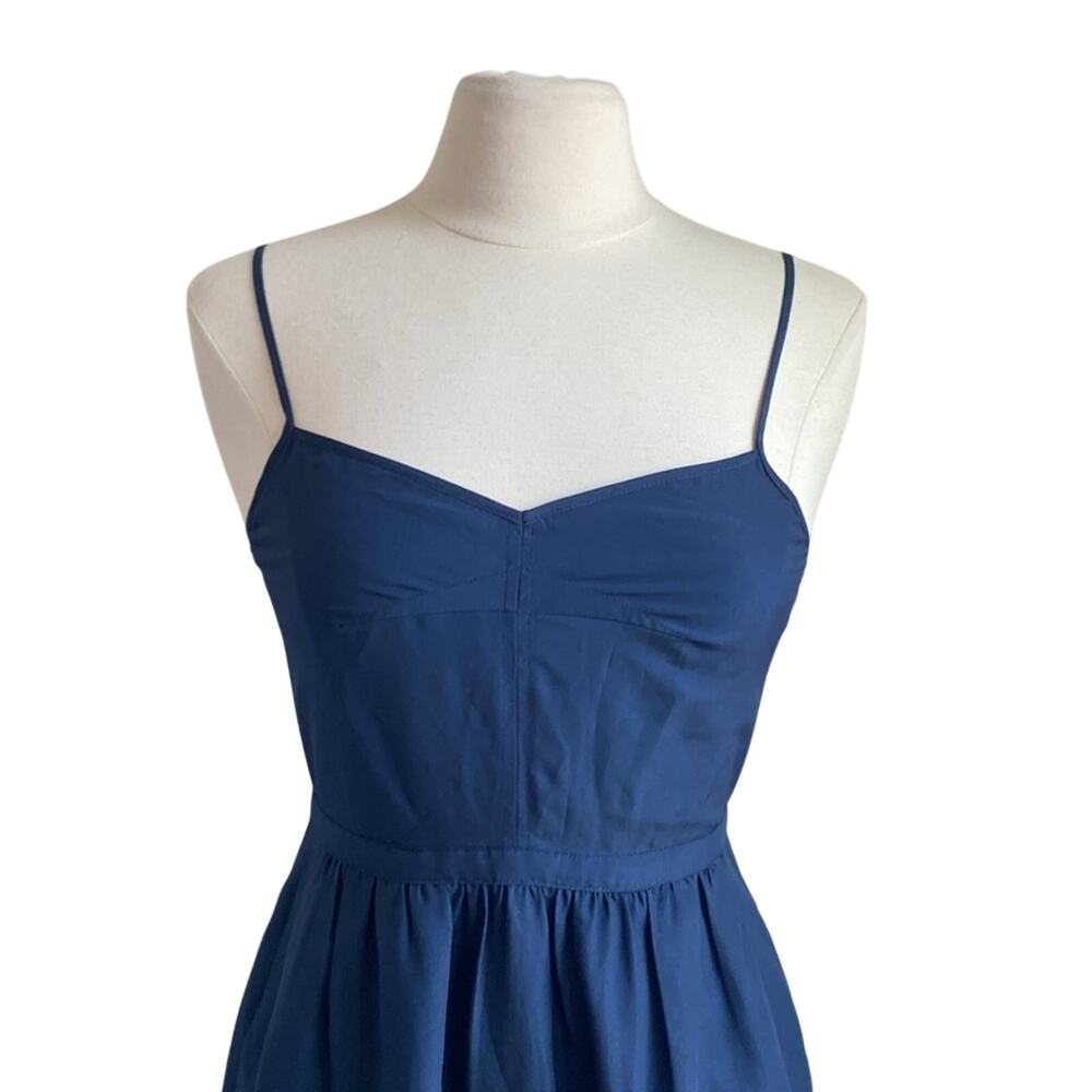 J. CREW Slip Dress Womens Sz 4 Navy Blue Spaghetti Strap Knee Length - Picture 3 of 6